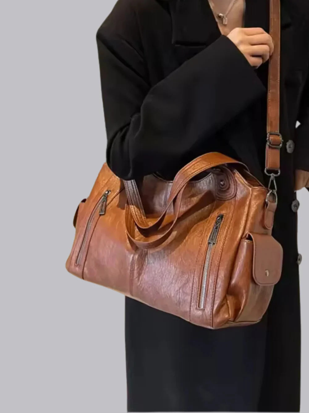 Sac à Bandoulière Cuir Vegan Noir | Élégant et Pratique pour Femmes