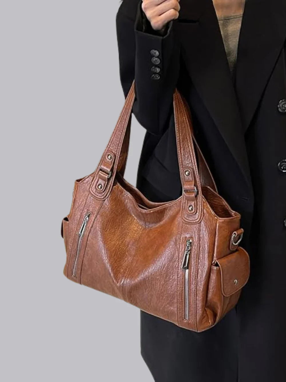 Sac à Bandoulière Cuir Vegan Noir | Élégant et Pratique pour Femmes