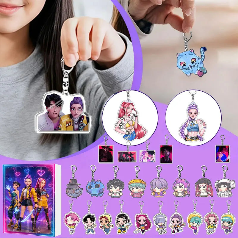 Calendrier de l'Avent Kpop | 24 Porte-clés Fantaisie Sombre Uniques