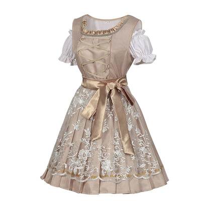Robe Dirndl Or Champagne | Élégante et Glamoureuse pour Oktoberfest