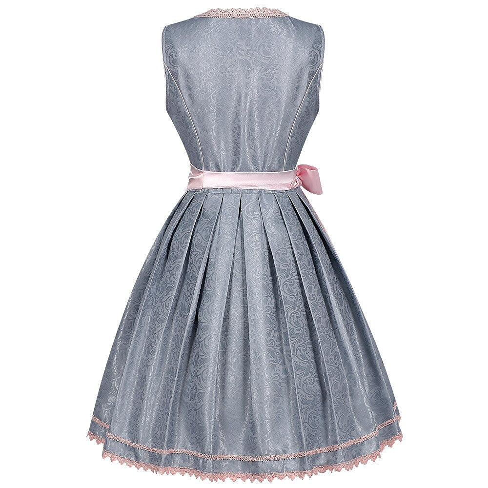 Robe Dirndl Grise avec Tablier | Élégance Traditionnelle pour Oktoberfest