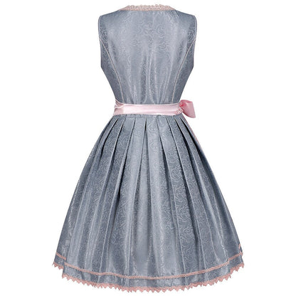 Robe Dirndl Grise avec Tablier | Élégance Traditionnelle pour Oktoberfest