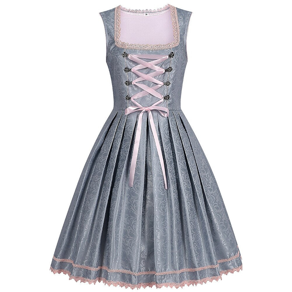 Robe Dirndl Grise avec Tablier | Élégance Traditionnelle pour Oktoberfest