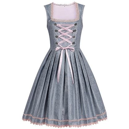 Robe Dirndl Grise avec Tablier | Élégance Traditionnelle pour Oktoberfest