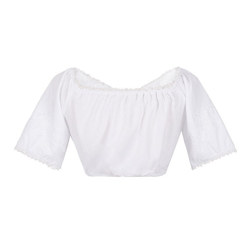 Robe Dirndl Fleurie Rose | Ensemble Traditionnel avec Tablier et Blouse
