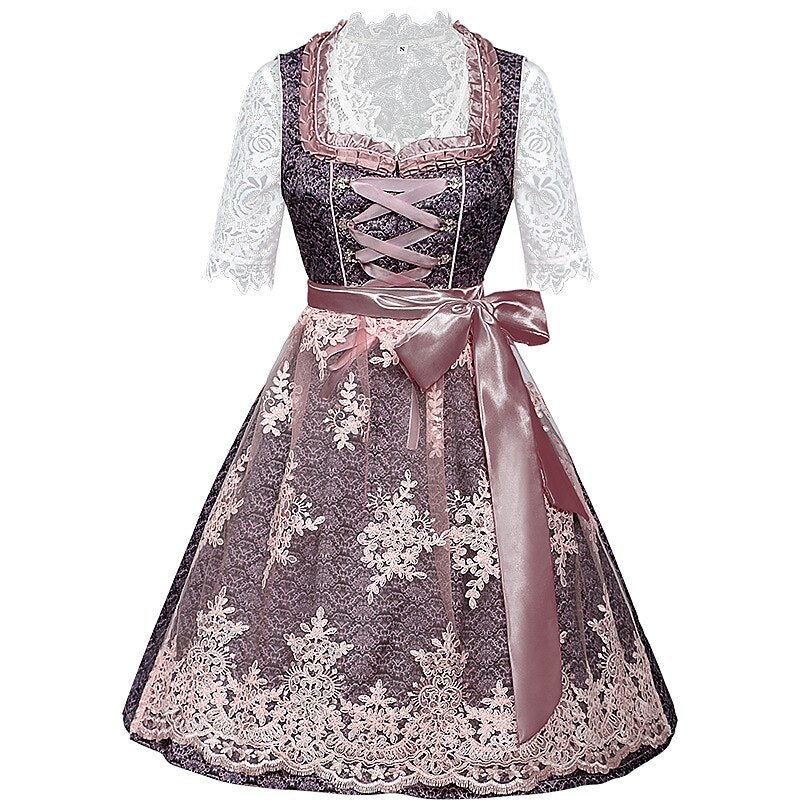 Robe dirndl traditionnelle avec broderie | Ensemble élégant pour Oktoberfest