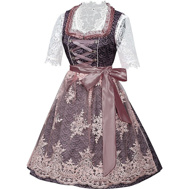 Robe dirndl traditionnelle avec broderie | Ensemble élégant pour Oktoberfest