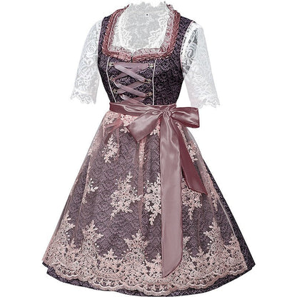 Robe dirndl traditionnelle avec broderie | Ensemble élégant pour Oktoberfest