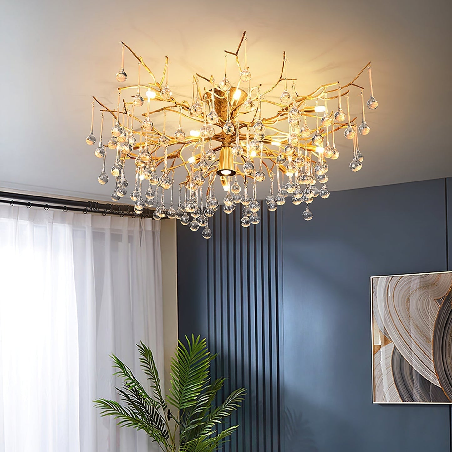 Plafonnier Élégant en Verre | Finition Luxueuse et Lumière Douce