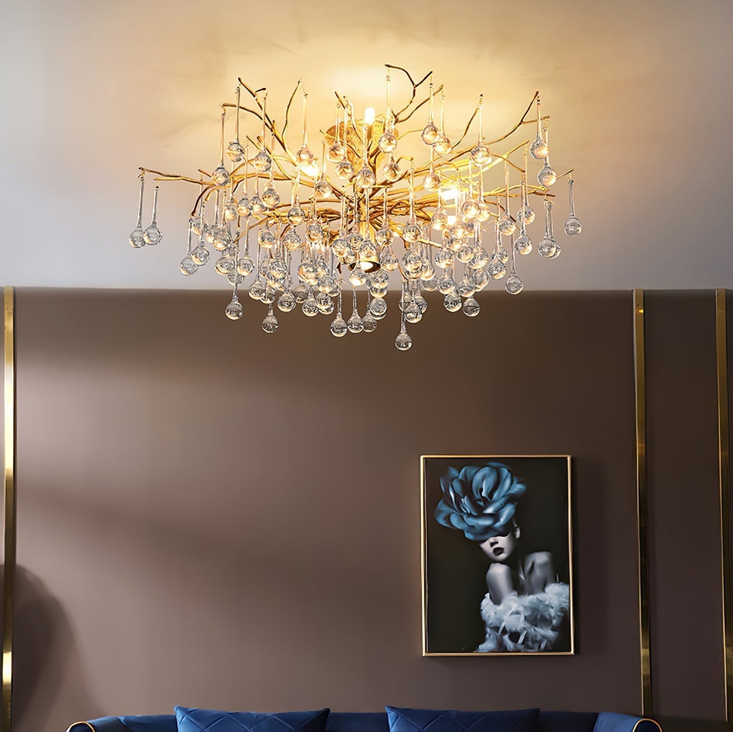 Plafonnier Élégant en Verre | Finition Luxueuse et Lumière Douce