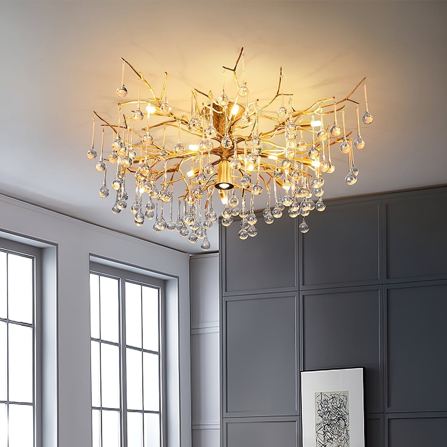 Plafonnier Élégant en Verre | Finition Luxueuse et Lumière Douce