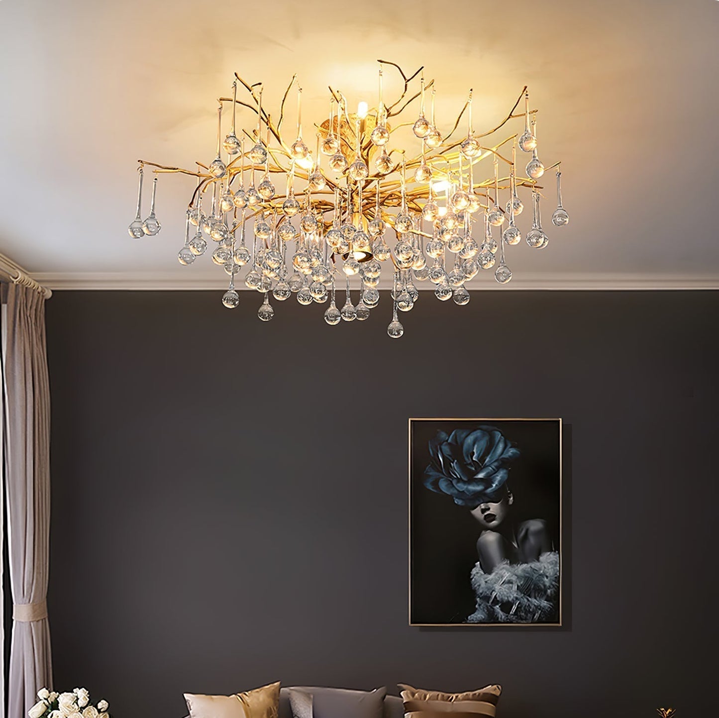 Plafonnier Élégant en Verre | Finition Luxueuse et Lumière Douce