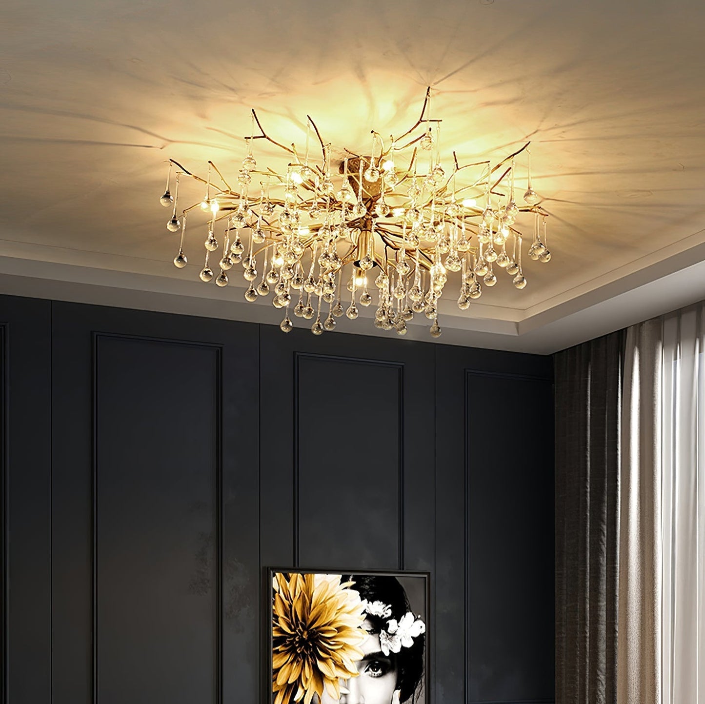 Plafonnier Élégant en Verre | Finition Luxueuse et Lumière Douce