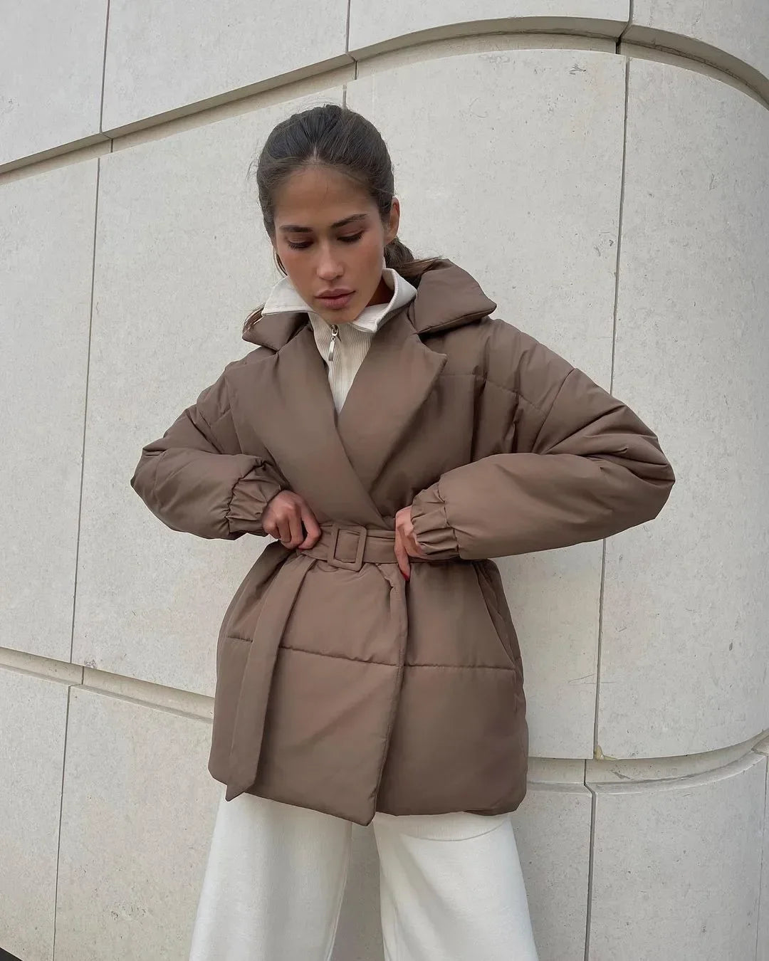 Veste Puffer Femme Chic | Ceinture et Rembourrage Confortable