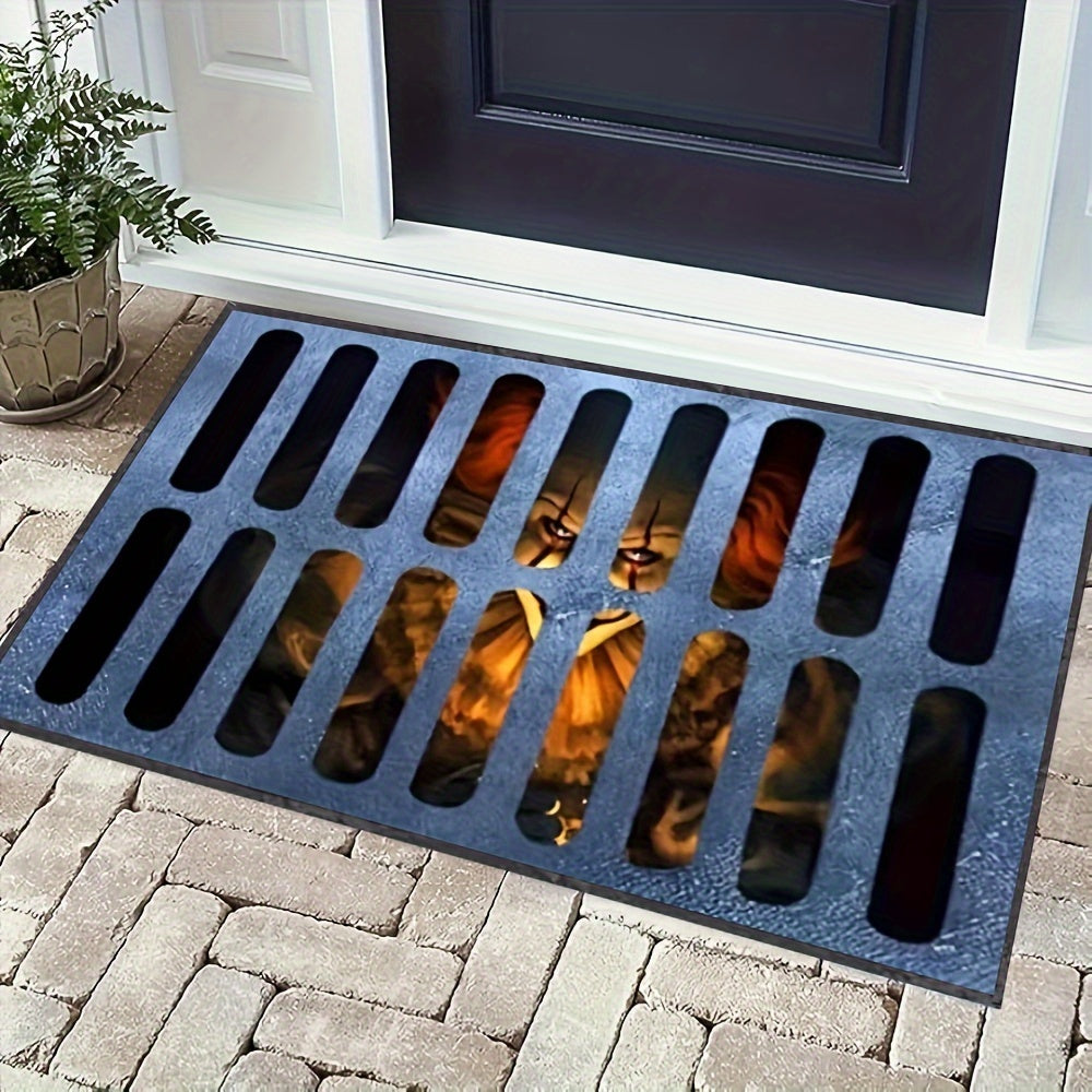 Tapis de Porte Halloween Effrayant | Polyester Antidérapant et Facile à Nettoyer