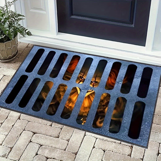 Tapis de Porte Halloween Effrayant | Polyester Antidérapant et Facile à Nettoyer