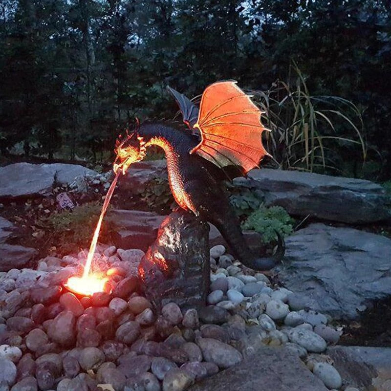 Fontaine de Dragon Cracheur de Feu | Sculpture Enchanteresse pour Jardin