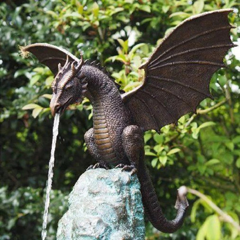 Fontaine de Dragon Cracheur de Feu | Sculpture Enchanteresse pour Jardin