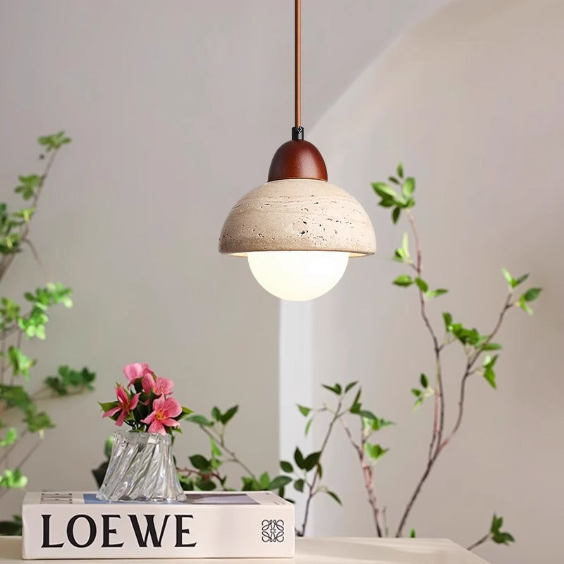 Lampe Pendante en Pierre | Design Sculptural et Éclairage Doux