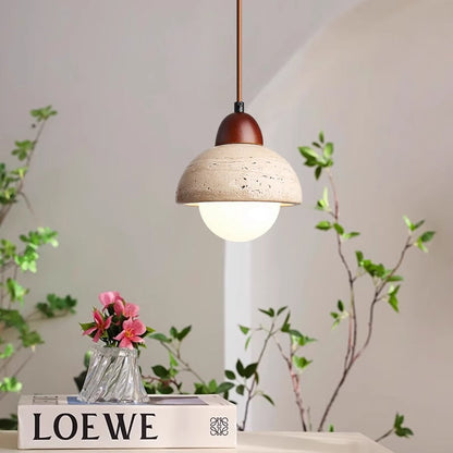 Lampe Pendante en Pierre | Design Sculptural et Éclairage Doux