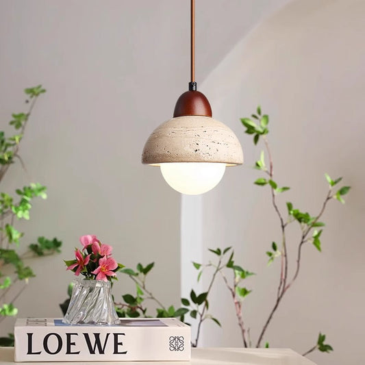 Lampe Pendante en Pierre | Design Sculptural et Éclairage Doux
