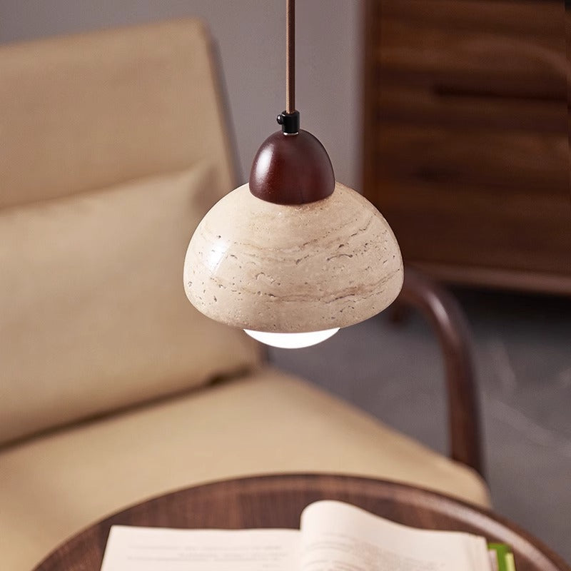 Lampe Pendante en Pierre | Design Sculptural et Éclairage Doux