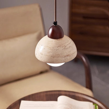 Lampe Pendante en Pierre | Design Sculptural et Éclairage Doux