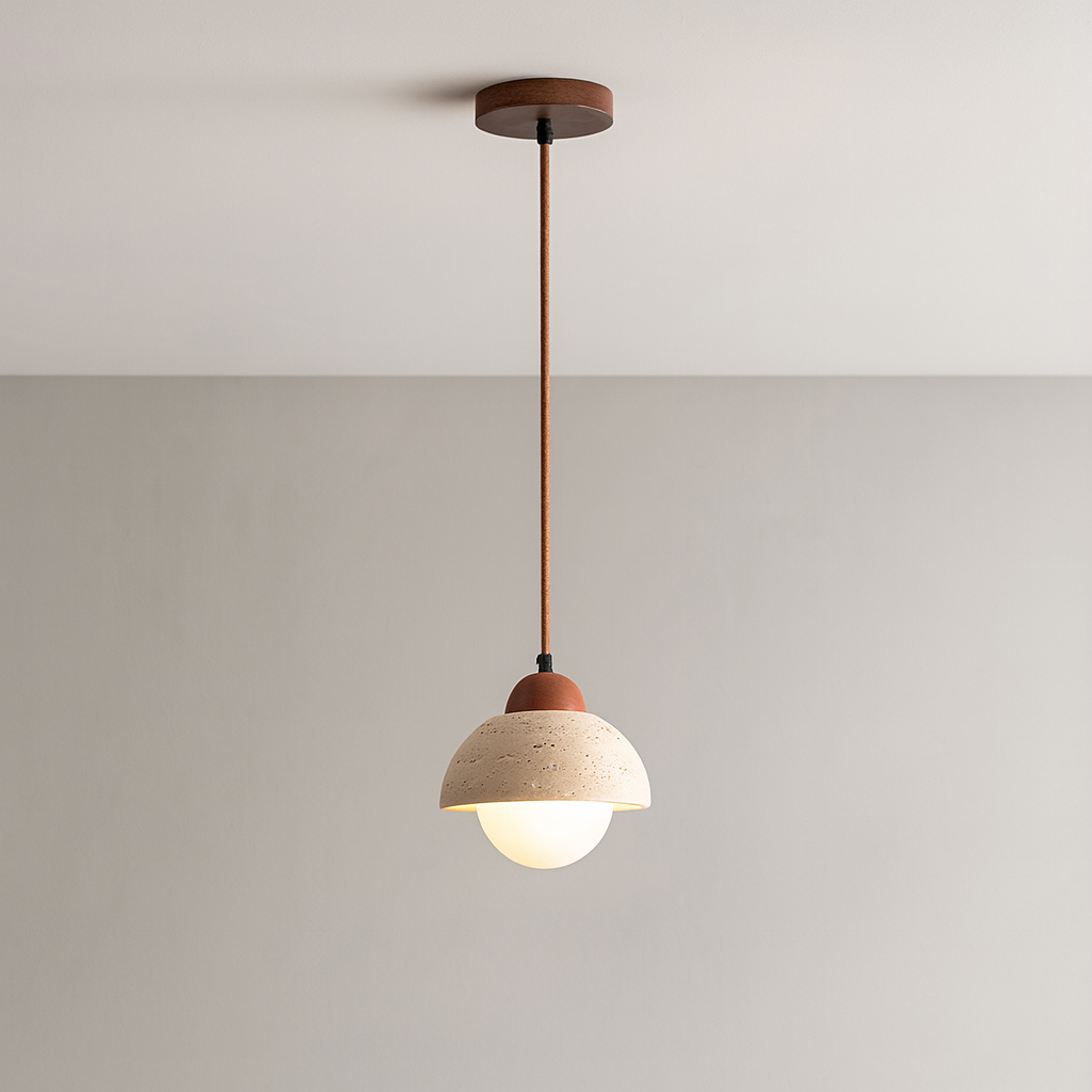 Lampe Pendante en Pierre | Design Sculptural et Éclairage Doux