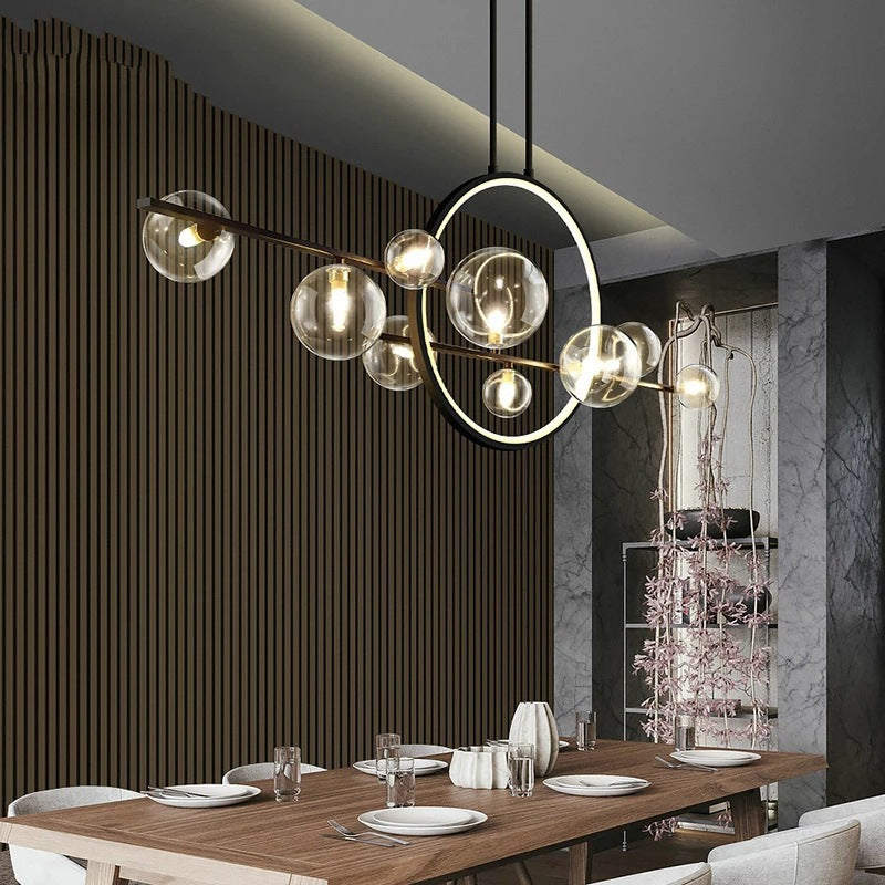 Lustre en Verre Moderne pour Cuisine | Éclairage Élégant et Accueillant