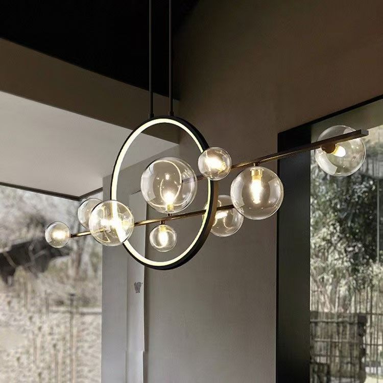 Lustre en Verre Moderne pour Cuisine | Éclairage Élégant et Accueillant