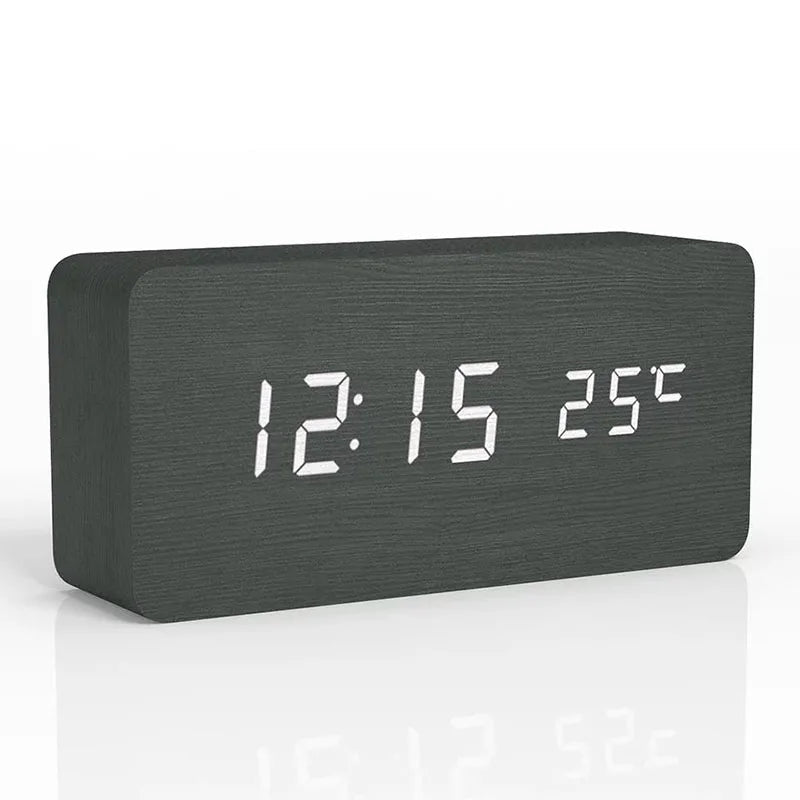 Horloge Réveil Numérique en Bois | Affichage LED et Fonction Silencieuse