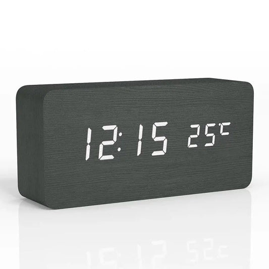 Horloge Réveil Numérique en Bois | Affichage LED et Fonction Silencieuse