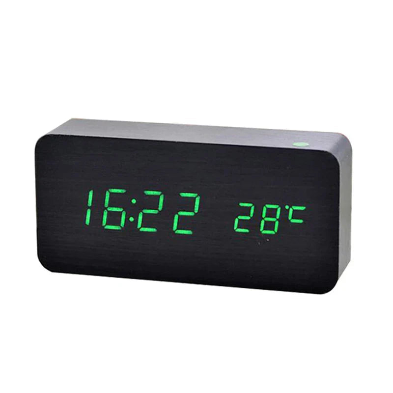 Horloge Réveil Numérique en Bois | Affichage LED et Fonction Silencieuse