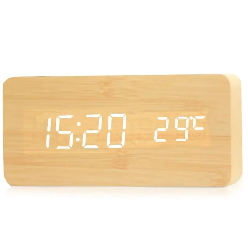 Horloge Réveil Numérique en Bois | Affichage LED et Fonction Silencieuse