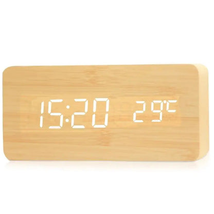 Horloge Réveil Numérique en Bois | Affichage LED et Fonction Silencieuse