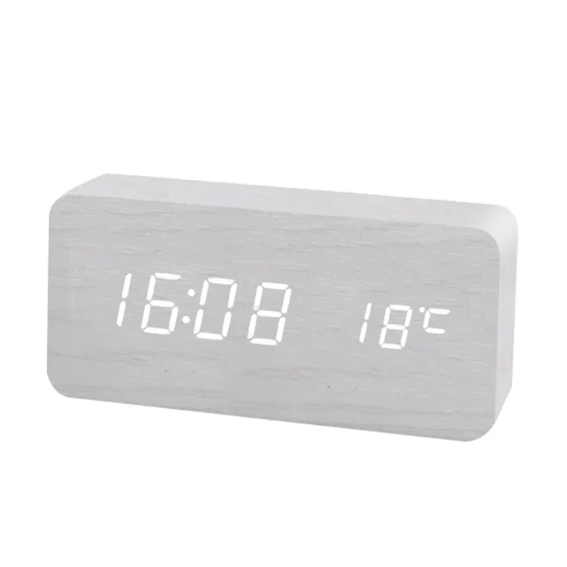 Horloge Réveil Numérique en Bois | Affichage LED et Fonction Silencieuse