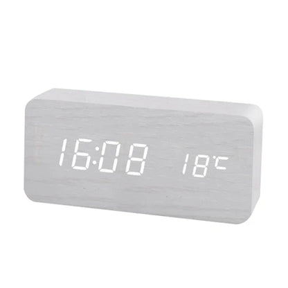 Horloge Réveil Numérique en Bois | Affichage LED et Fonction Silencieuse