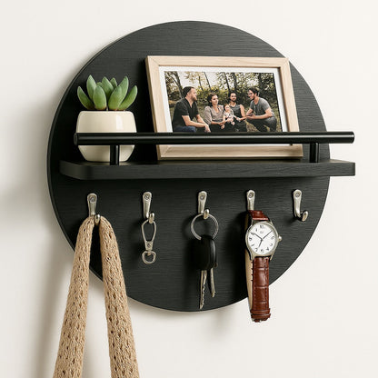 Organisateur Mural Rond pour Clés | Élégant et Pratique en Bois Durable