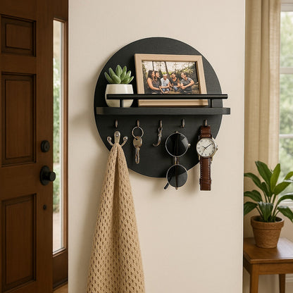 Organisateur Mural Rond pour Clés | Élégant et Pratique en Bois Durable