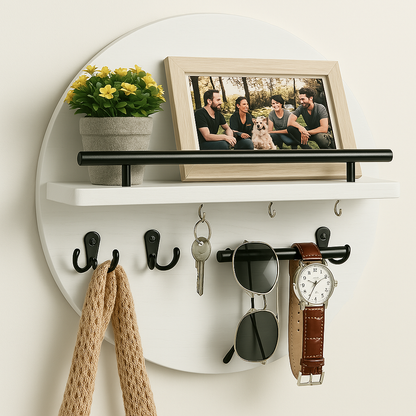 Organisateur Mural Rond pour Clés | Élégant et Pratique en Bois Durable