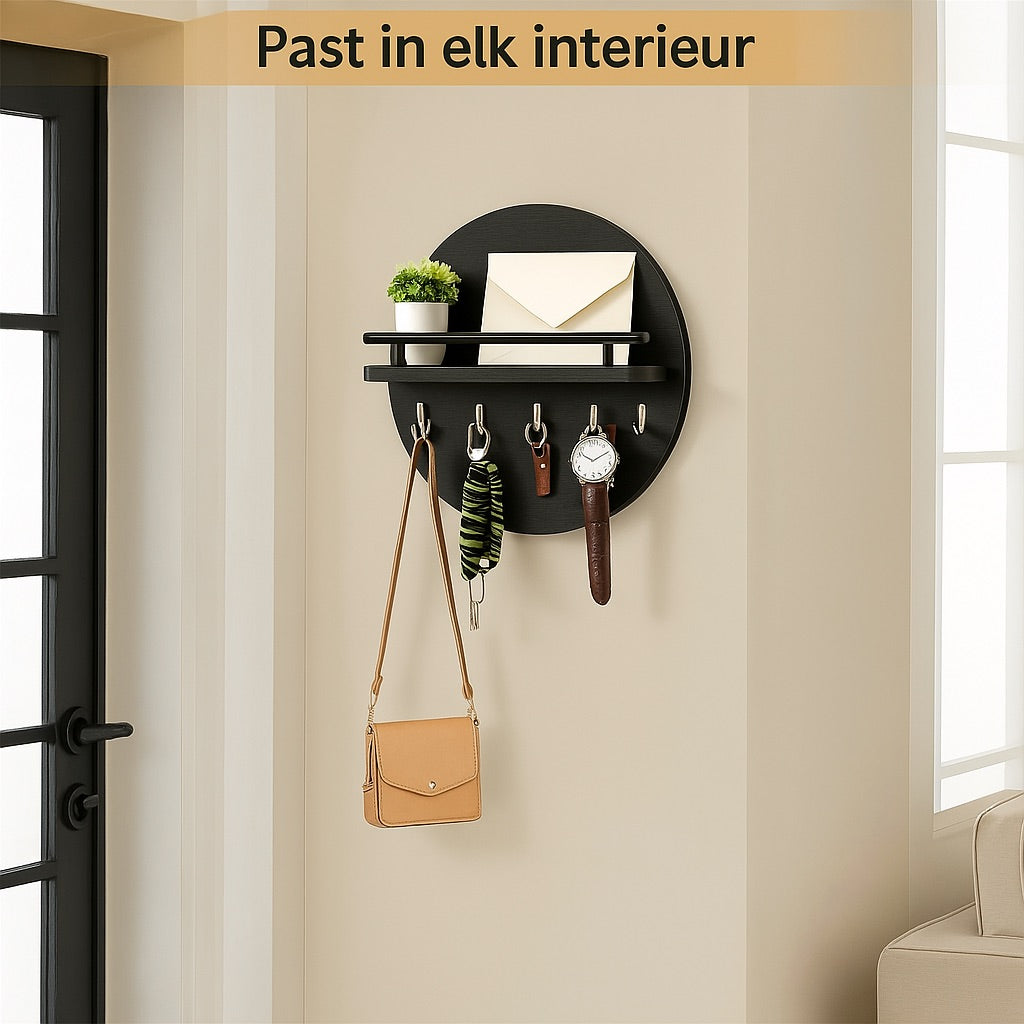 Organisateur Mural Rond pour Clés | Élégant et Pratique en Bois Durable