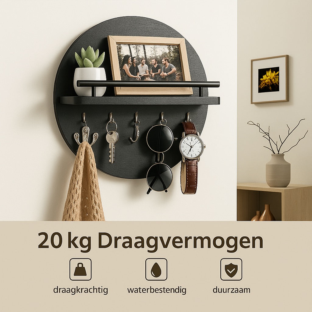 Organisateur Mural Rond pour Clés | Élégant et Pratique en Bois Durable