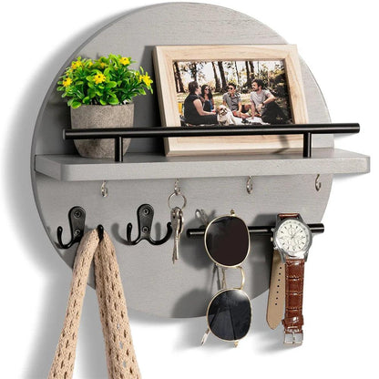 Organisateur Mural Rond pour Clés | Élégant et Pratique en Bois Durable