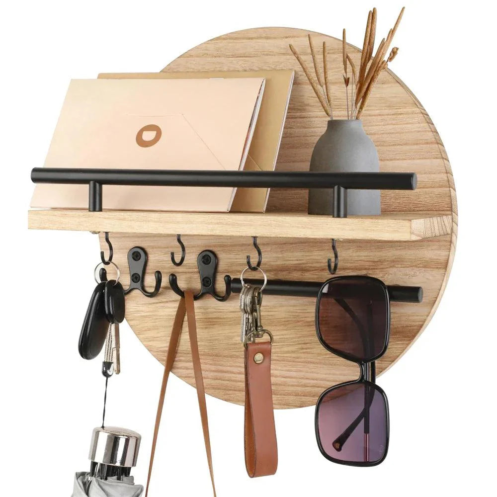 Organisateur Mural Rond pour Clés | Élégant et Pratique en Bois Durable