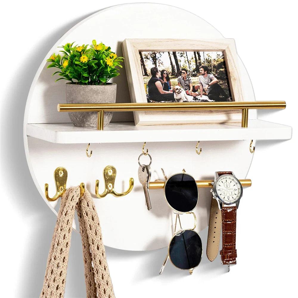 Organisateur Mural Rond pour Clés | Élégant et Pratique en Bois Durable