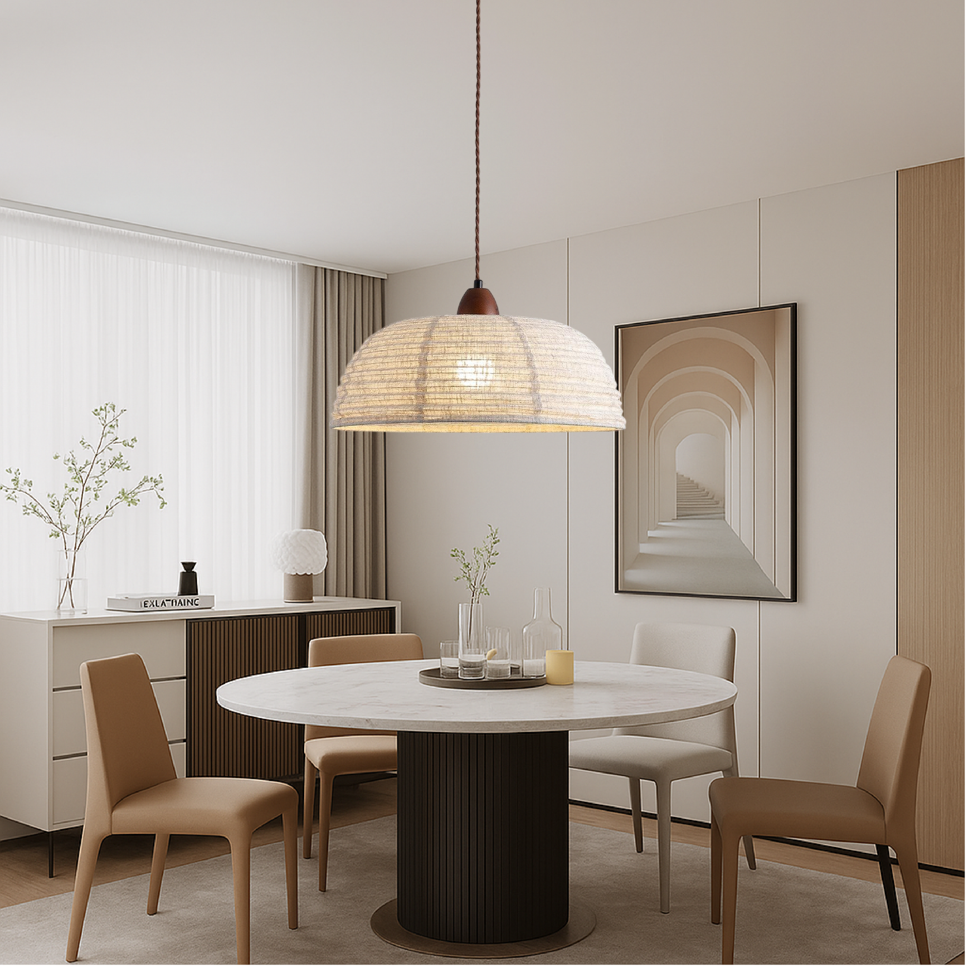 Lampe Suspendue en Tissu Scandinave | Ambiance Chaleureuse et Contemporaine