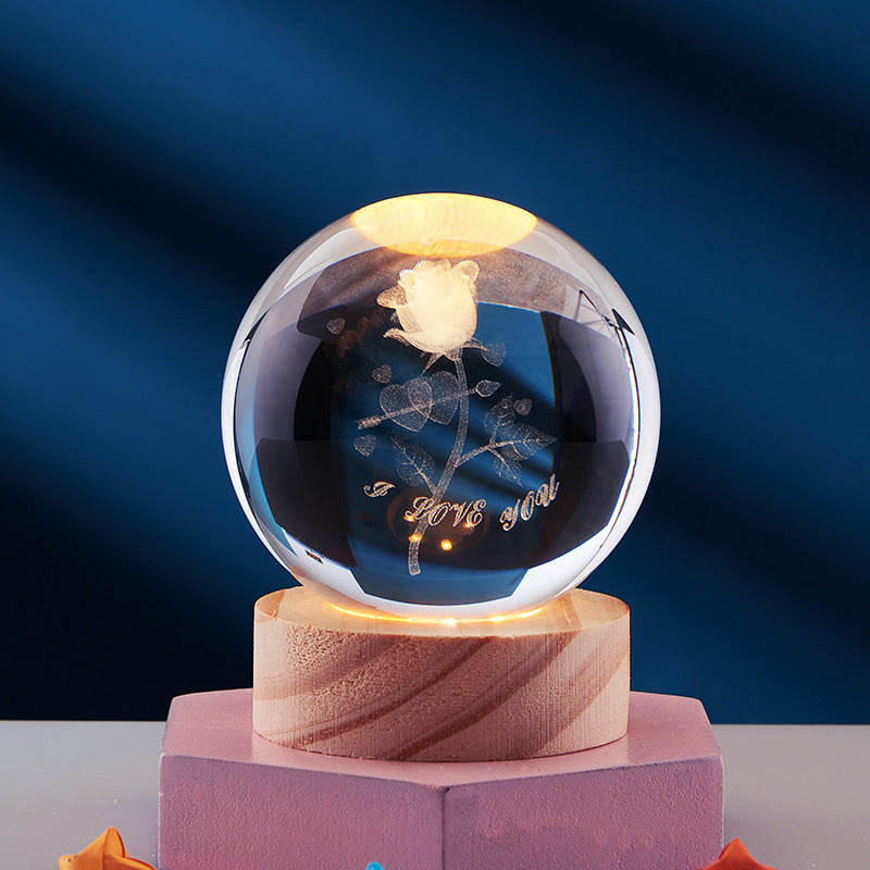 Lampe de Nuit 3D Élégante | Éclairage Décoratif USB avec Design en Cristal