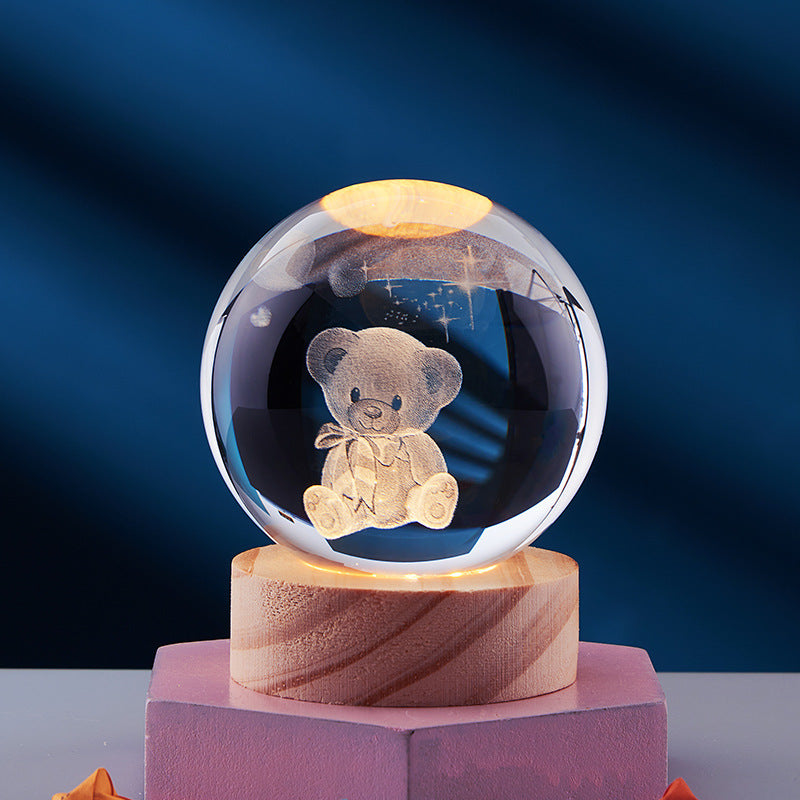 Lampe de Nuit 3D Élégante | Éclairage Décoratif USB avec Design en Cristal