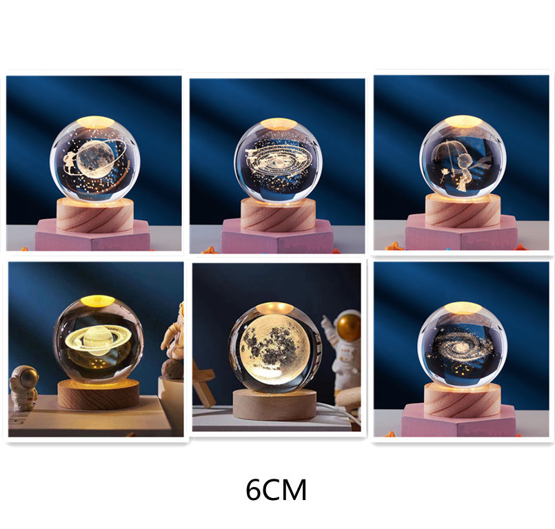 Lampe de Nuit 3D Élégante | Éclairage Décoratif USB avec Design en Cristal