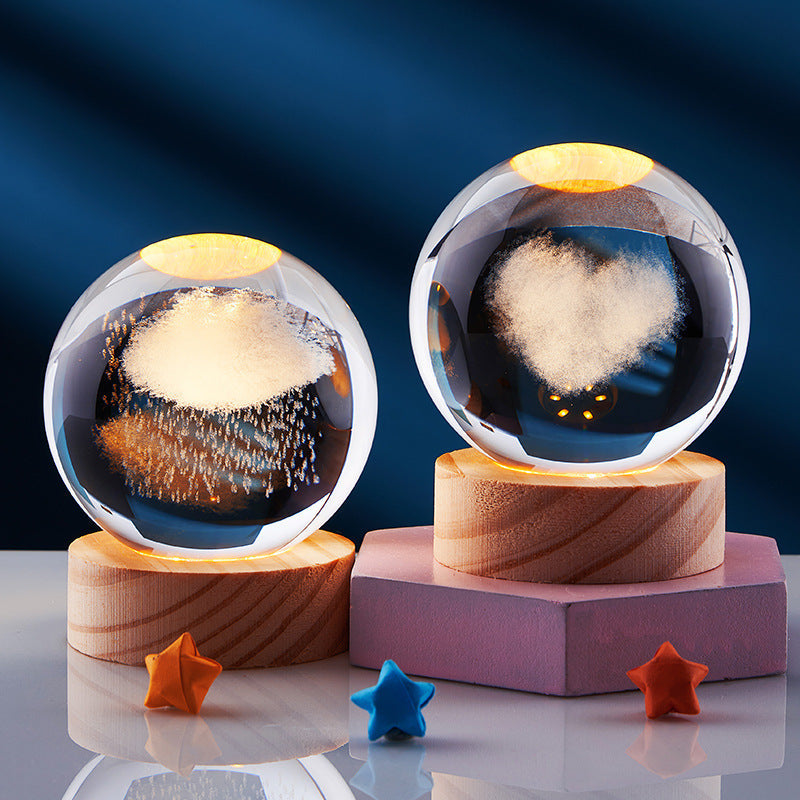 Lampe de Nuit 3D Élégante | Éclairage Décoratif USB avec Design en Cristal